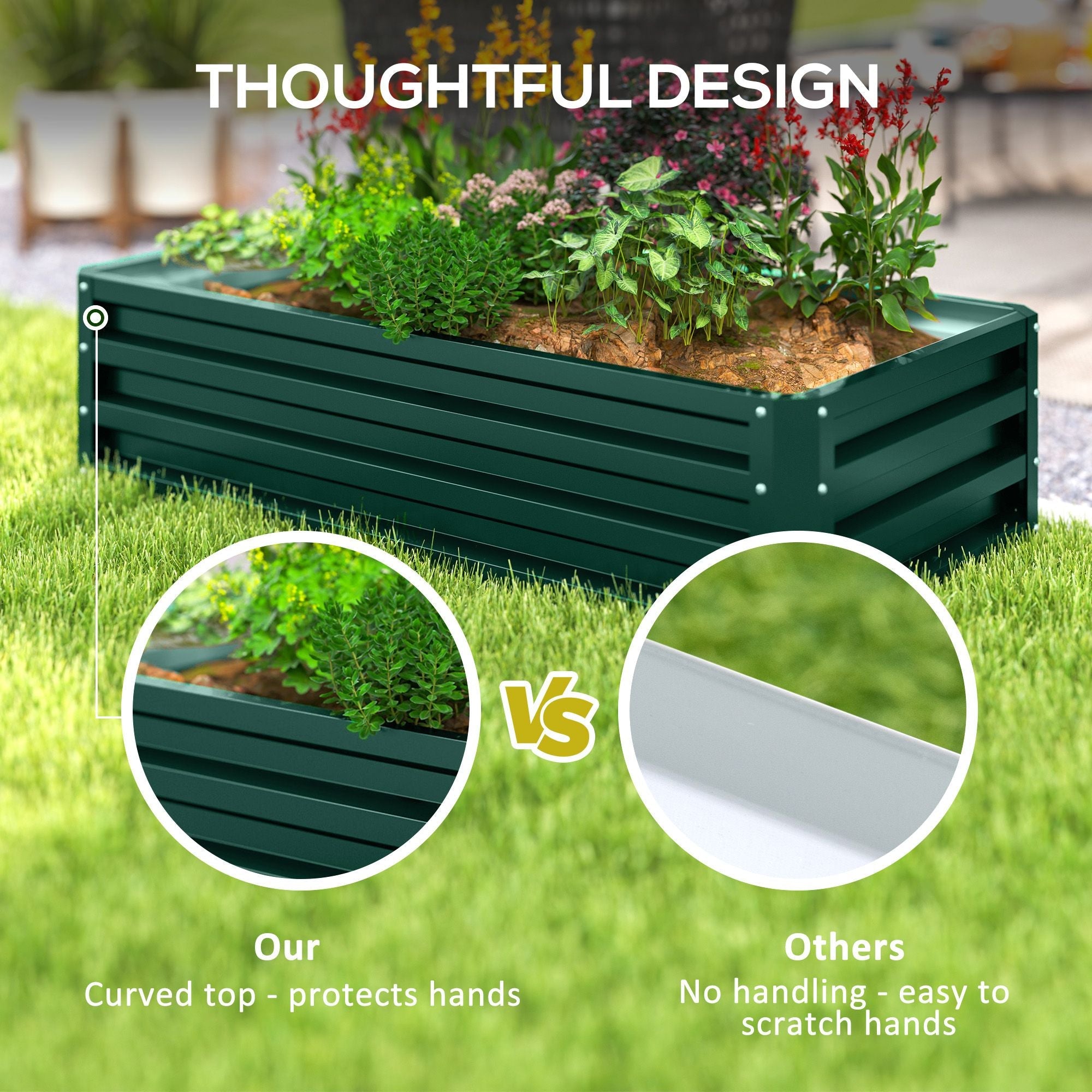 Galvanized Raised Garden Bed, Outdoor Planter Box for Vegetables, Flowers, Herbs, 4' x 2' x 1', Green