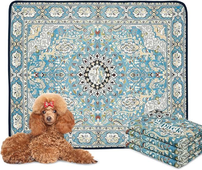 Qeils Washable Pee Pads for Dogs, 2 Pack Reusable Puppy Pads 36"x41" Super Absorbent Leakproof Dog Training Pads, Non-Slip Potty Pads for Floor, Crate, Couch, Whelping Pads Litter Mat Pet Supplies