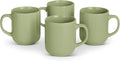 Basics Glazed Stoneware Coffee Mugs, Ceramic 4-Piece Set, 16 oz, Microwave and Dishwasher-Safe, Olive