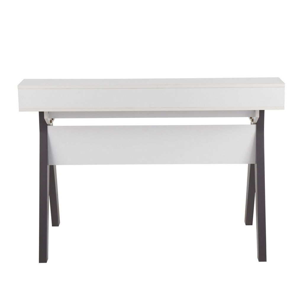 Wishbone Contemporary Desk in Grey and White Wood by