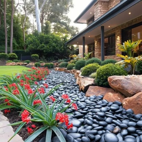 38lbs Black River Rocks, 2-3 inch Polished Pebbles for Plants, Vase Filler, Aquarium, Landscaping, Indoor/Outdoor Decor
