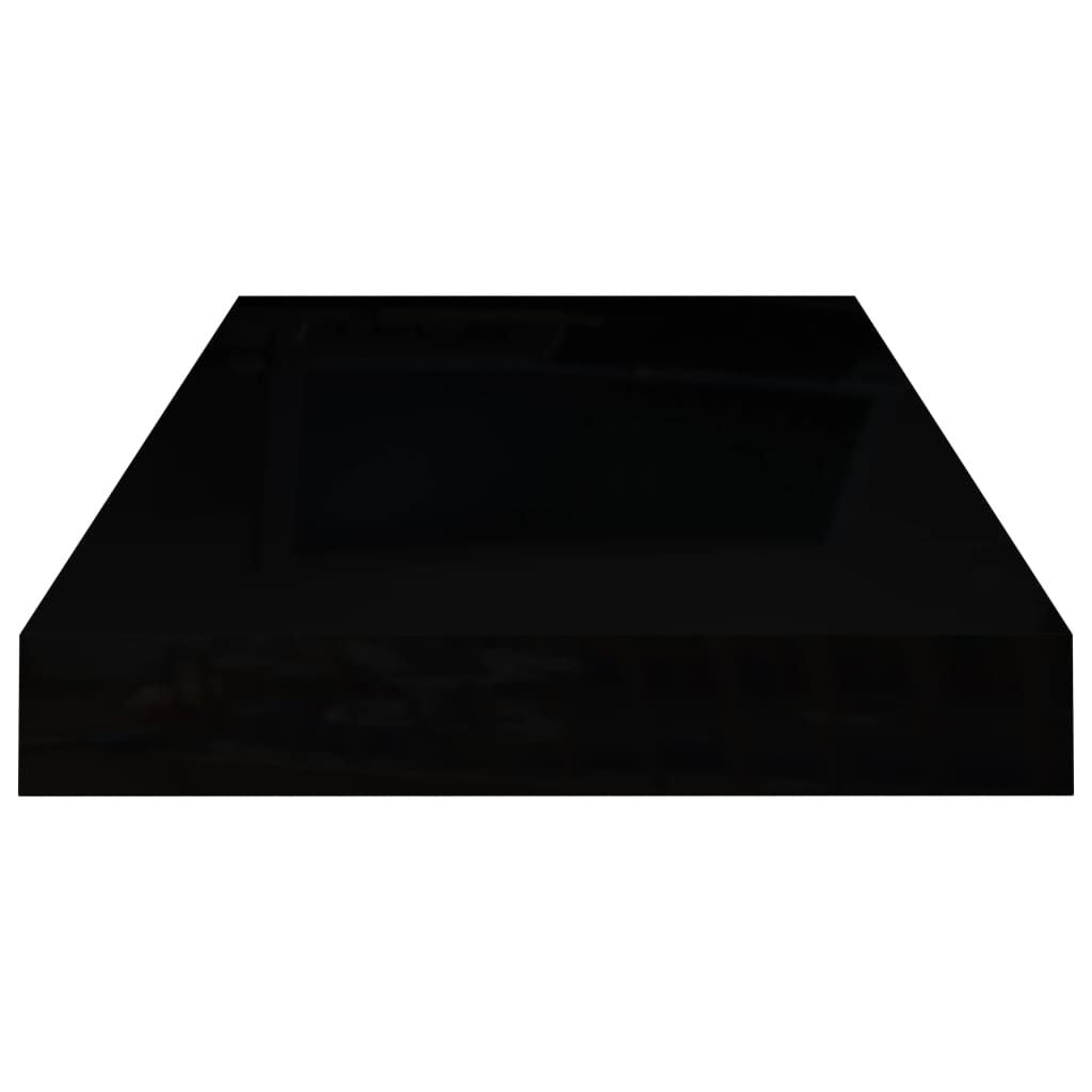 Wall Shelf Set of 2 High gloss black Honeycomb MDF, metal