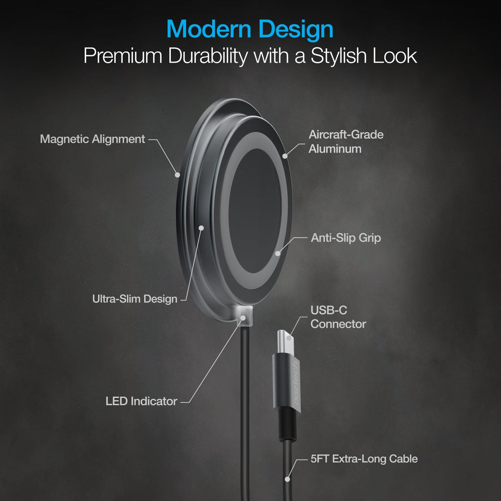 Naztech Alloy Magnetic 15W Wireless Fast Charger