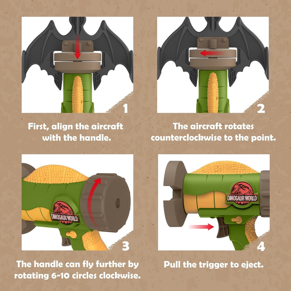 Rocket Launcher Airplane Toy with 4 Dinosaur Targets 2 Foam Pterosaur Shooting Games for Outdoor Kids Toys 5 6 7 8 Year Old Boy Catapult Plane Toy Christmas Easter Gift