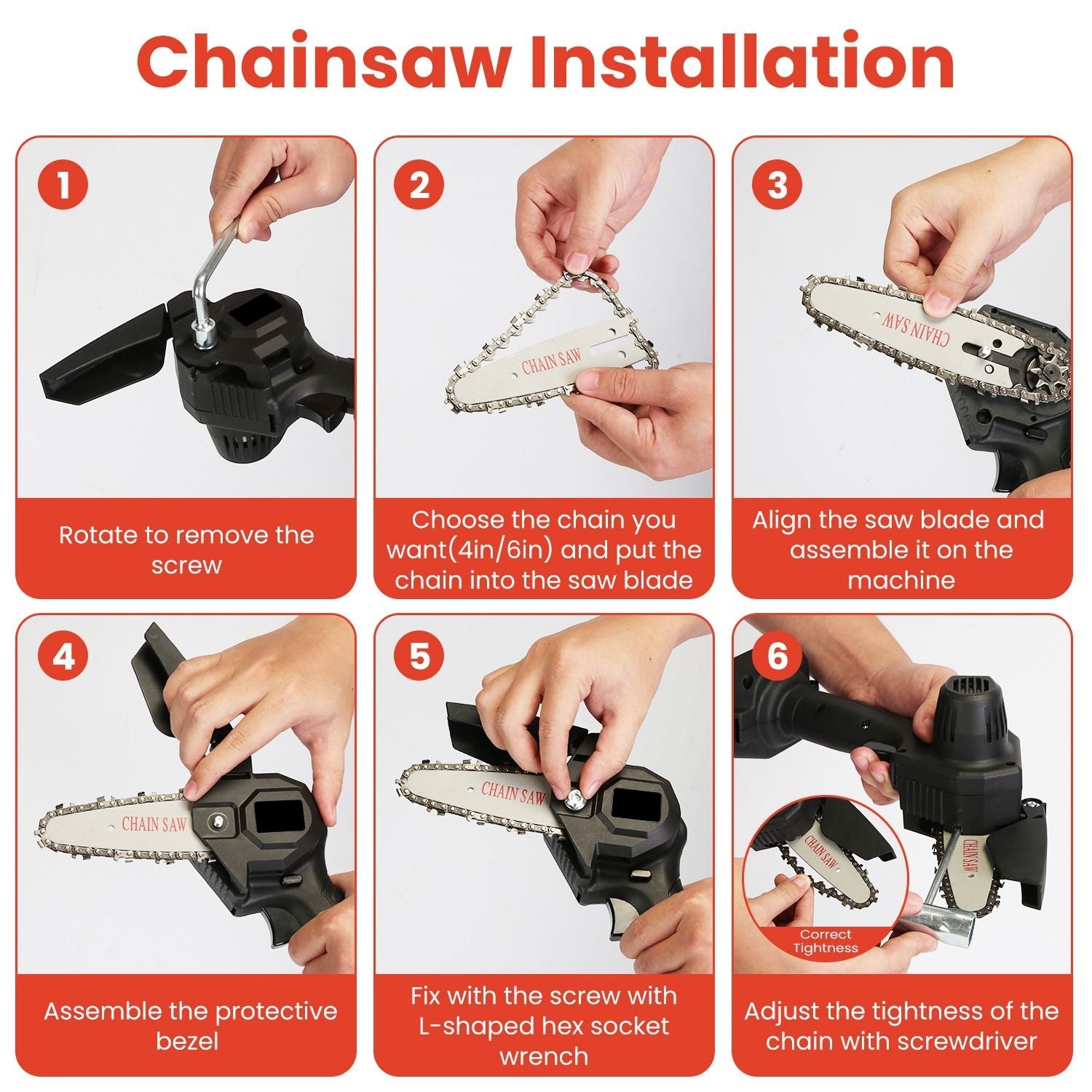 3-in-1 Cordless Electric Pole Saw & Mini Chainsaw & Grass Trimmer Kit with Adjustable Length 2Pcs 21V 1500mAh Batteries 4in/6in Chains Saw Blade 5Pcs Plastic Blades