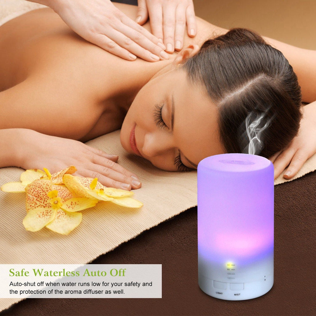 Ultrasonic Cool Mist Humidifier Mini Aroma Essential Oil Diffuser with Colorful Lights 4 Timer Settings