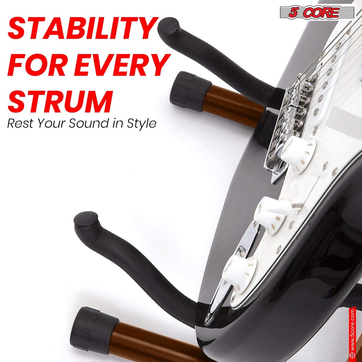 5 CORE Double Guitar Stand Floor Adjustable Heavy Duty A Frame Universal Folding Acoustic Electric Bass Mandolin Banjo Violin Holder Stands For On Stage Studio - GSS BR