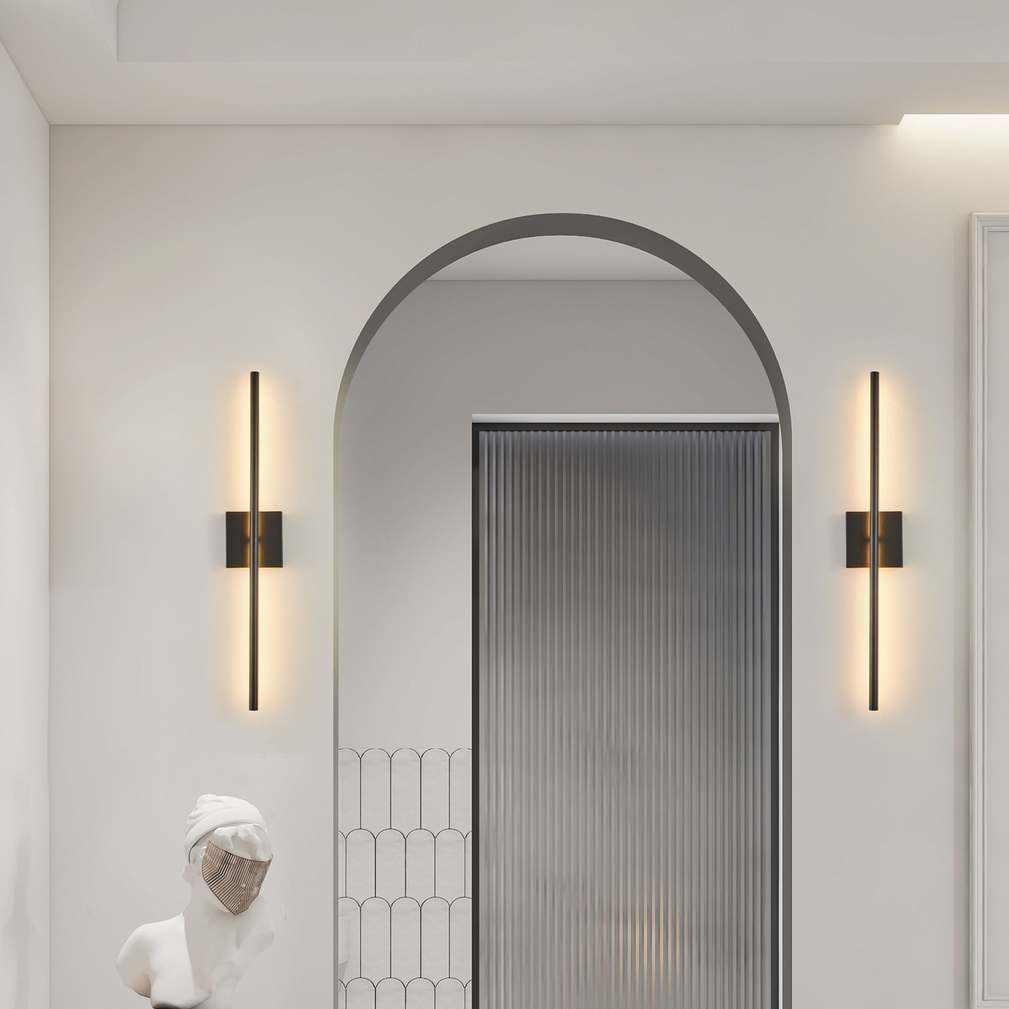 28" 2-Pack Modern LED Wall Sconce, Minimalist Indoor Wall Light Fixtures, Black Matte Finish for Living Room, Bedroom, Hallway, Hotel, and Home Decor