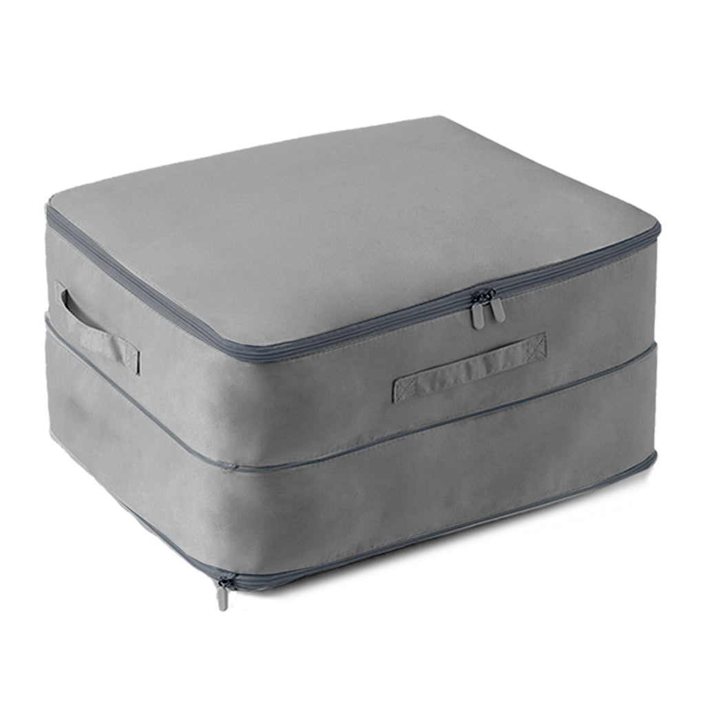 Large Foldable Storage Bag For Comforter Quilt Blanket Clothes Pillows Beddings Self Compression Organizer For Duvet Closet Storage Containers With Dual Zippers