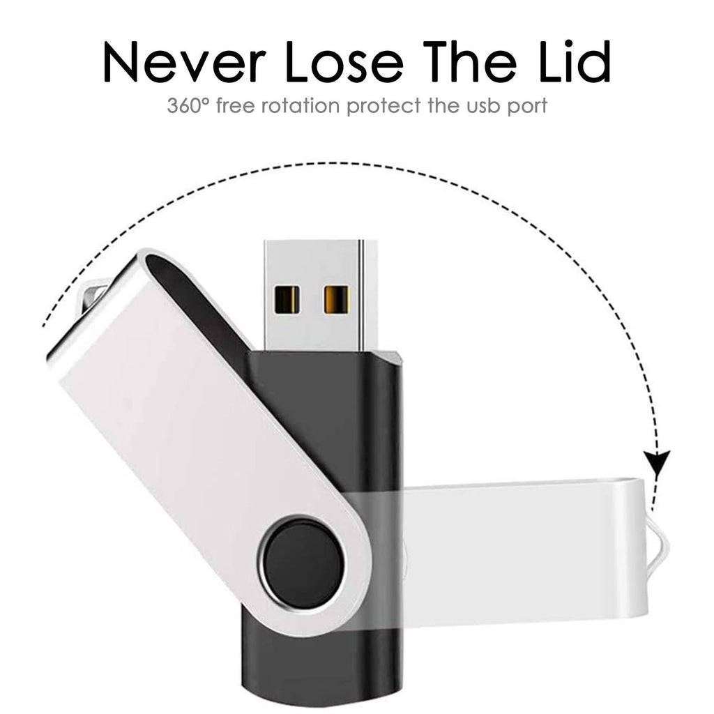 5 Packs Mix Color USB 2.0 Swivel USB Flash Drives Metal Thumb Drive Memory Stick Jump Drive With Lanyard For Storage And Backup