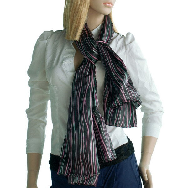 Blando Black Irregular Stripe Chic Exquisitely Soft Luxuriant Silky Scarf/Wrap/Shawl(Small)