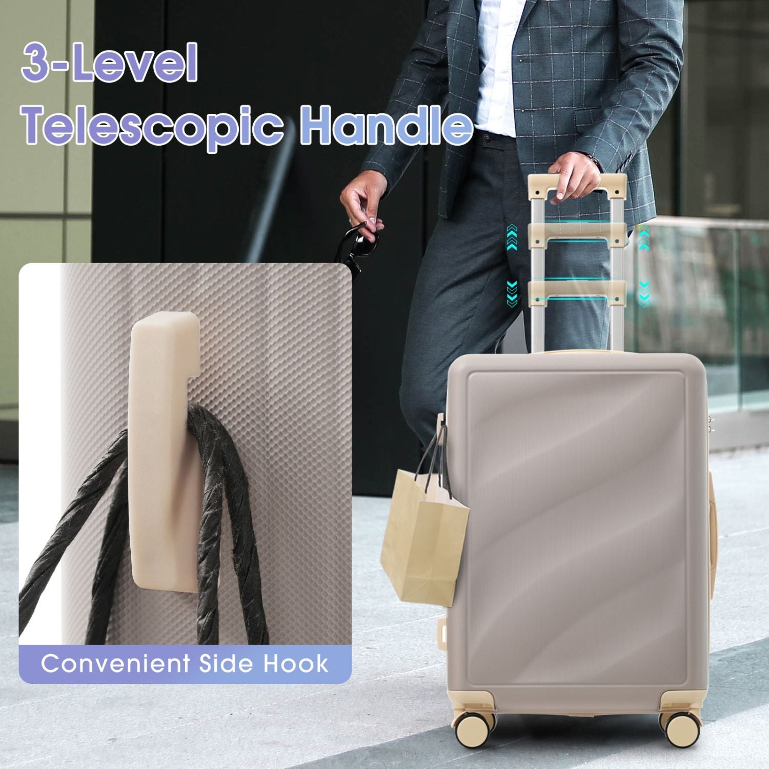 Luggage Set 3 Piece, Lightweight Durable ABS Suitcases with Spinner Wheels and TSA Lock, Carry-on & Checked Travel Luggage (20"/24"/28")