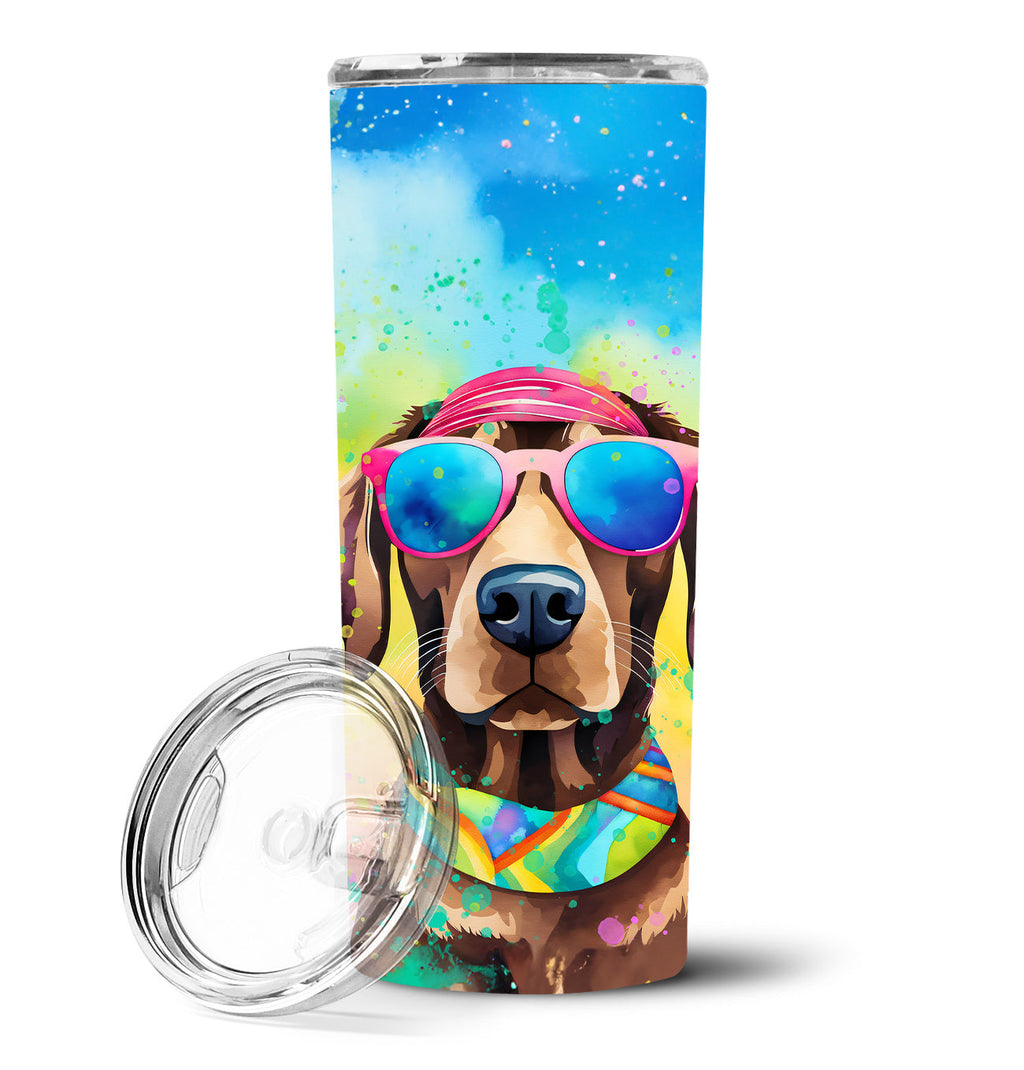 Chocolate Labrador Hippie Dawg Stainless Steel Skinny Tumbler Vacuum Double Walled Reusable Insulated Tumbler Travel Cup for Coffee Cocktails Gift with Lid, 20 oz