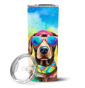 Chocolate Labrador Hippie Dawg Stainless Steel Skinny Tumbler Vacuum Double Walled Reusable Insulated Tumbler Travel Cup for Coffee Cocktails Gift with Lid, 20 oz