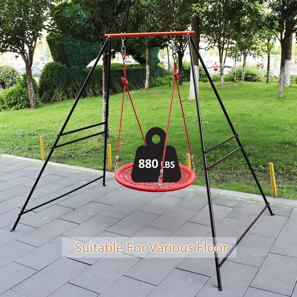 Metal Swing Stand Swing Sets for Backyard,Powder Coated Swing Frame of Swing Set with Extra Side Bars,880 Lbs Heavy-Duty A-Frame Outdoor Swing Fits Swing Chair,Porch Swing