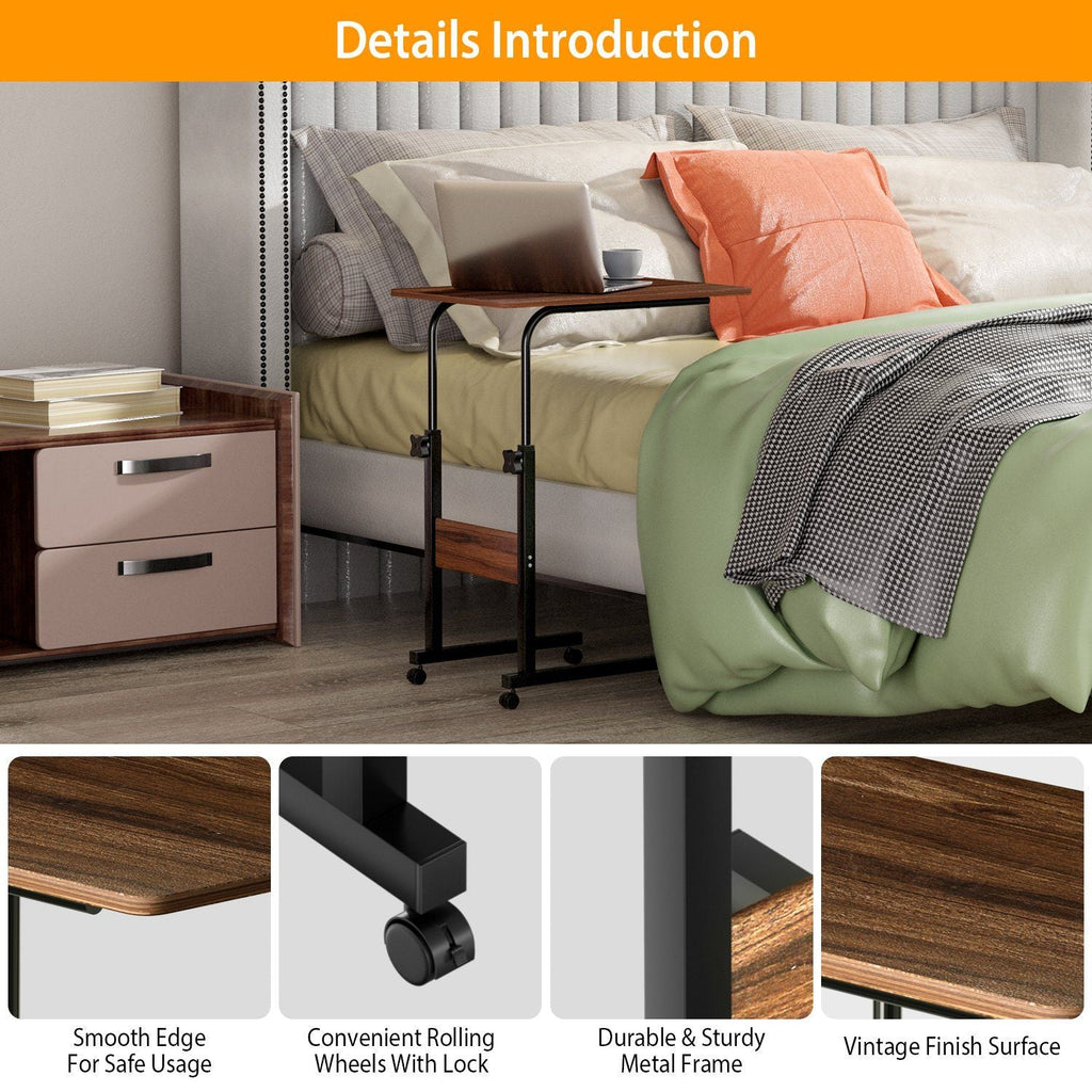 C Side Table 3-Tier Laptop Desk Small Slim Snack Side Table for Couch Bed Sofa for Small Spaces Living Room Bedroom