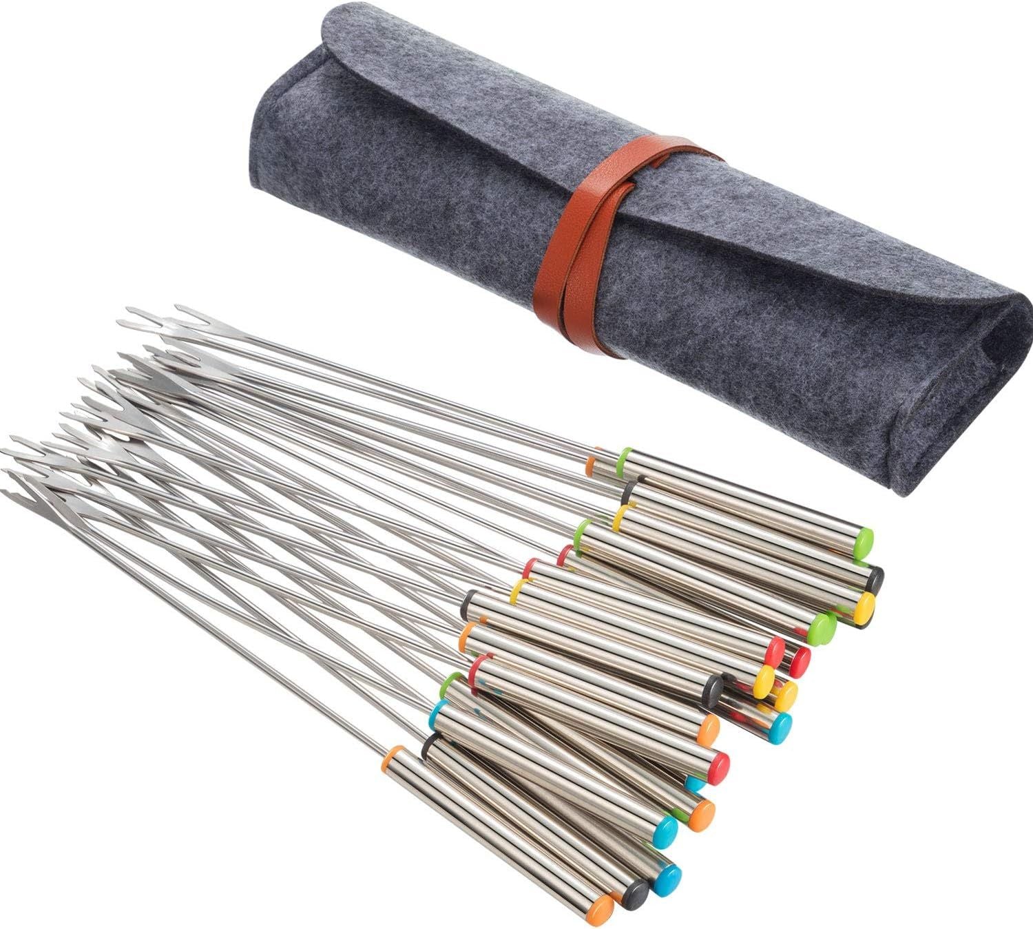 24 Pcs 9.5 Inch Stainless Steel Fondue Forks with Heat Resistant Handle Fondue Sticks for Cheese Pot Chocolate Roast Marshmallows Meat