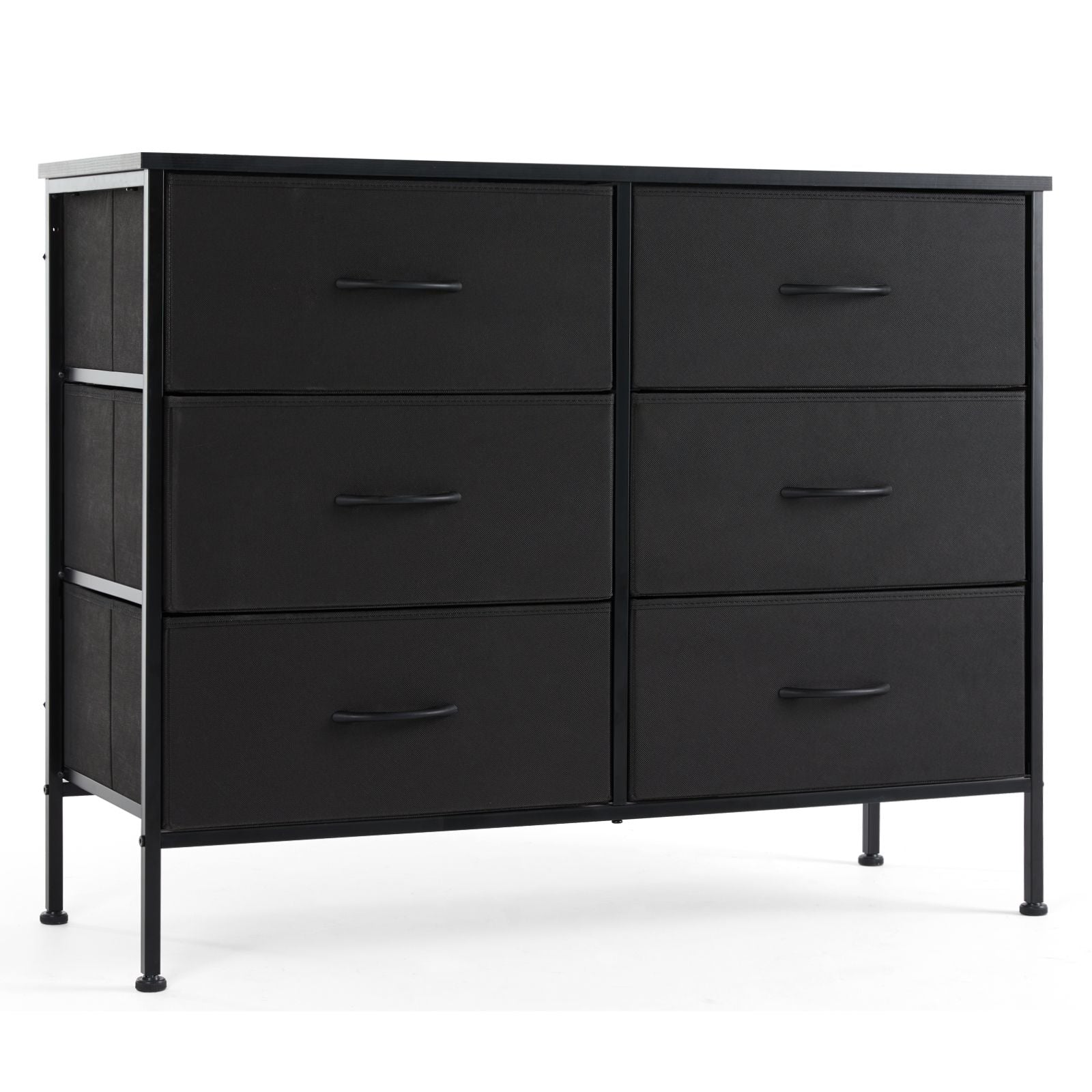 Dresser for Bedroom 6 Drawers Wide Fabric Storage Units Chest of Drawers for Bedroom with Metal Frame and Wooden Top for TV