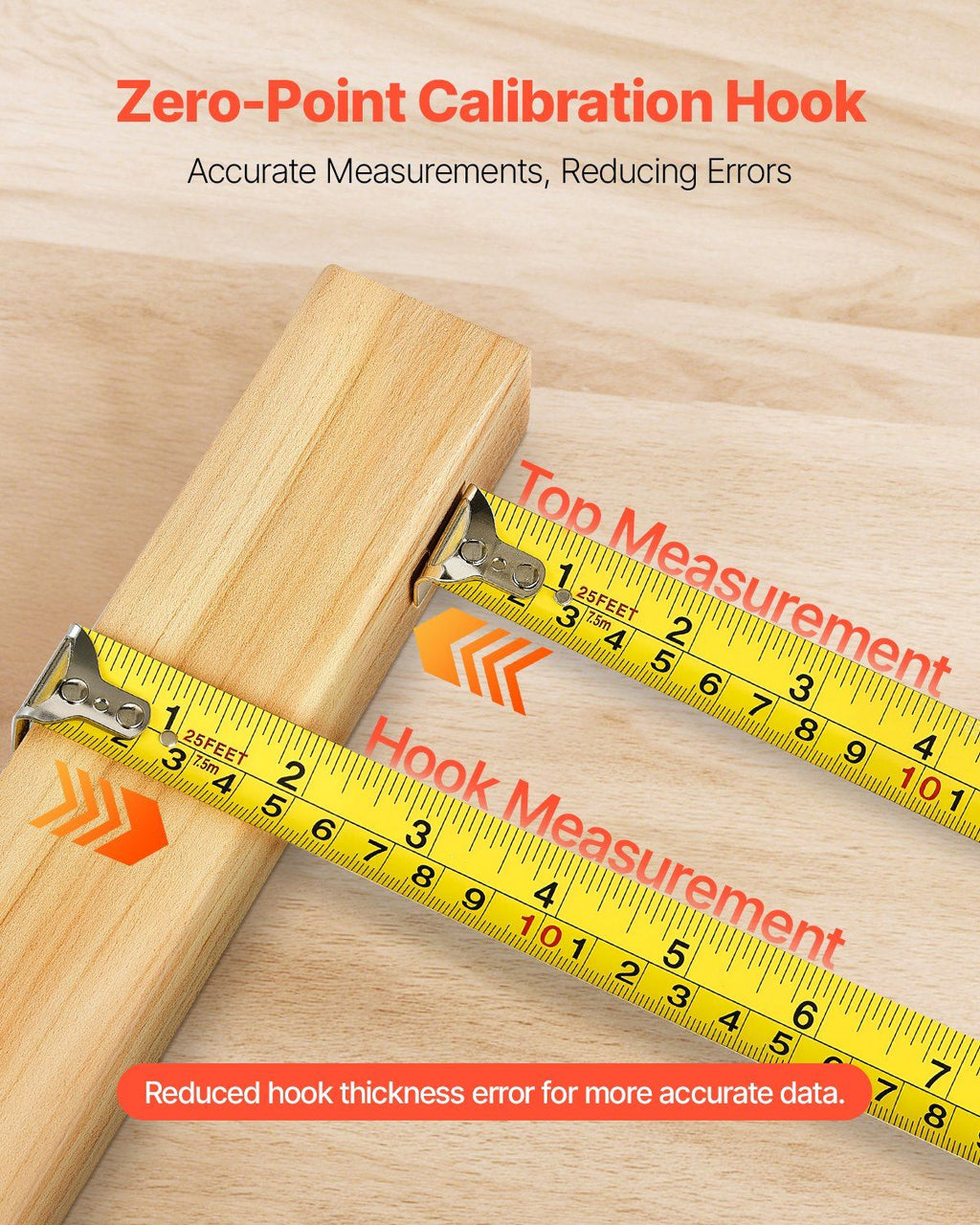 Tape Measure 25ft Retractable Imperial Metric ABS Case for Outdoor Decoration