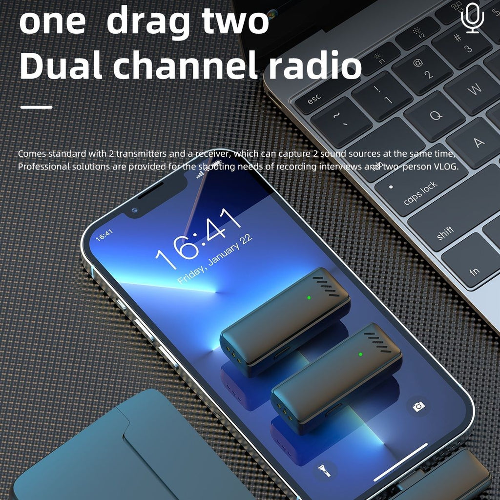 Dual Wireless Lavalier Microphone For IPhone IPad; Wireless Clip On Mic Professional Plug-Play Wireless Lapel Microphones For Recording; Live Stream