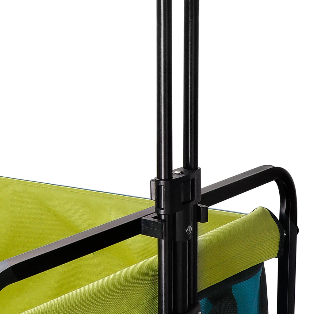 (FedEx pickup only) Collapsible Folding Wagon Utility Outdoor Camping Garden Cart with Adjustable Handle (Blue)