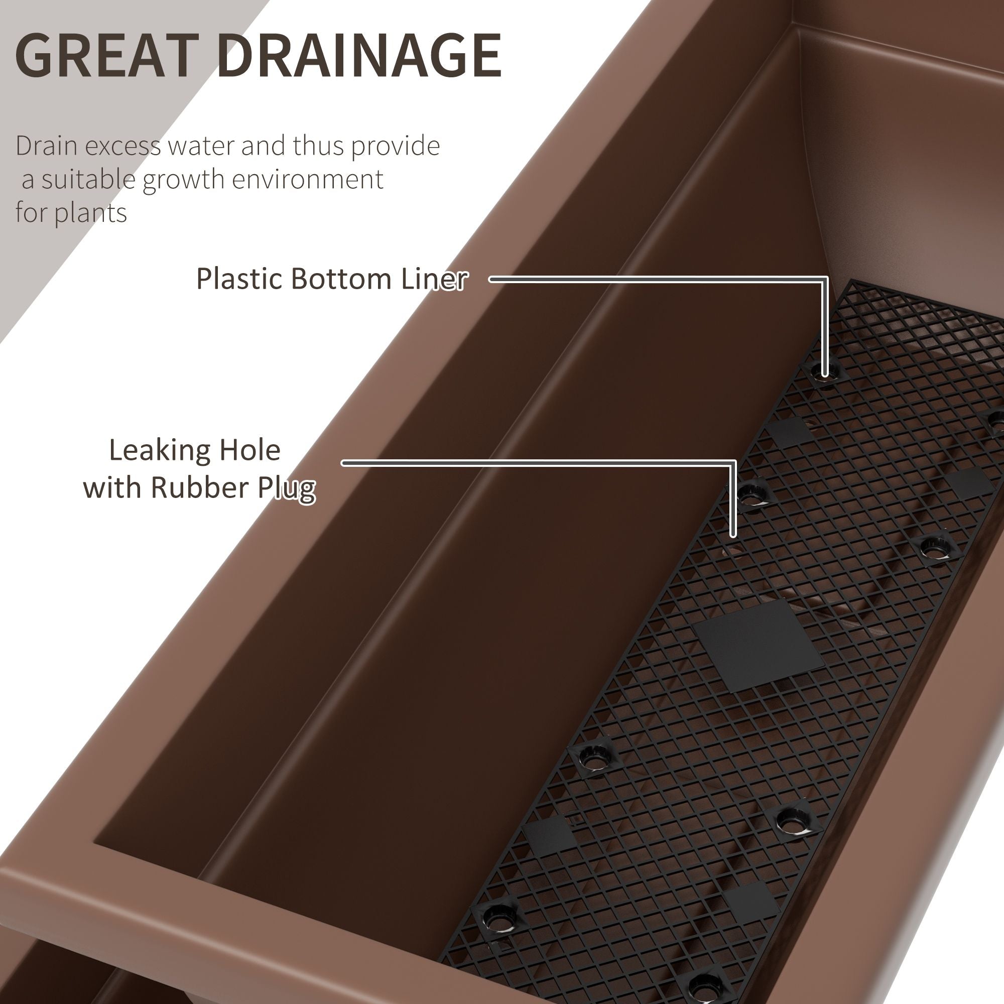 5-Tier Raised Garden Bed with 5 Planter Box, Outdoor Plant Stand Grow Containers with Leaking Holes, Brown