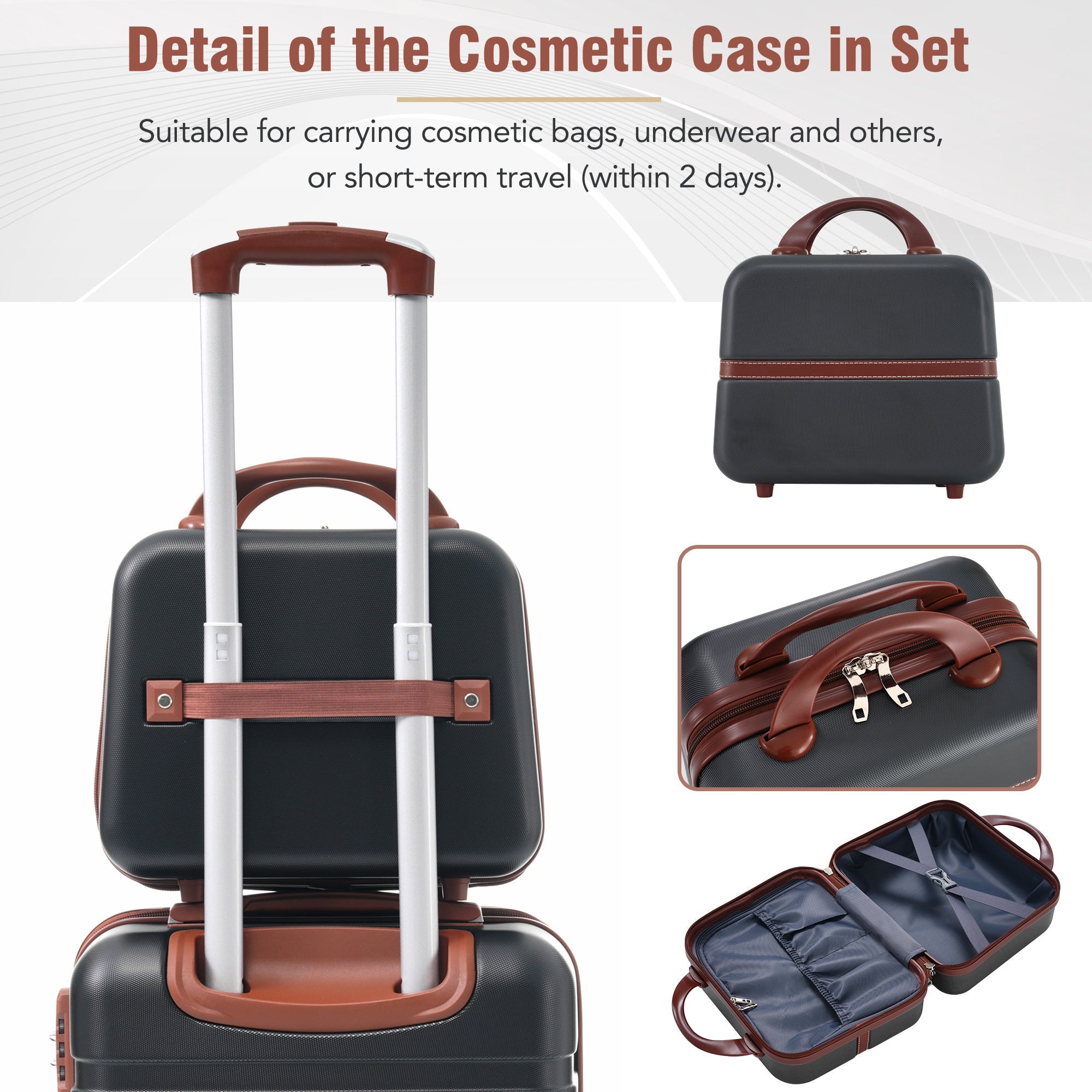 Hardshell Luggage Sets 3 Pieces 20"+28" Luggages and Cosmetic Case Spinner Suitcase with TSA Lock Lightweight,Black