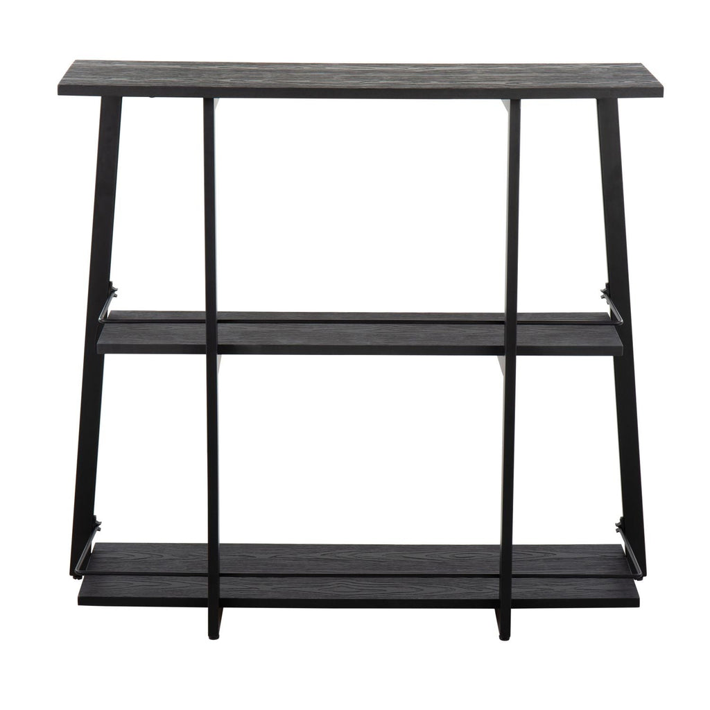 Converge Industrial Bookcase in Black Steel and Black Bamboo by
