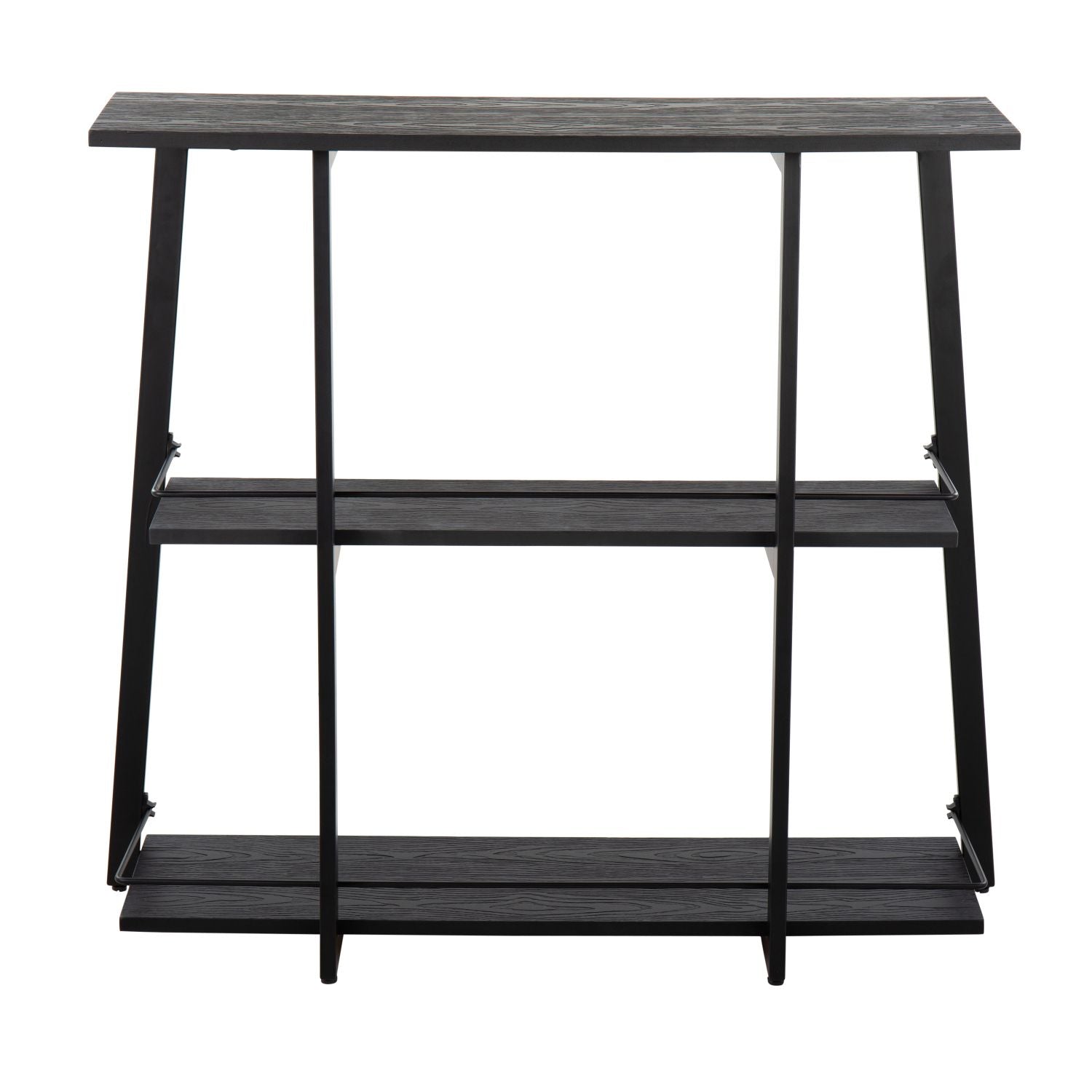 Converge Industrial Bookcase in Black Steel and Black Bamboo by