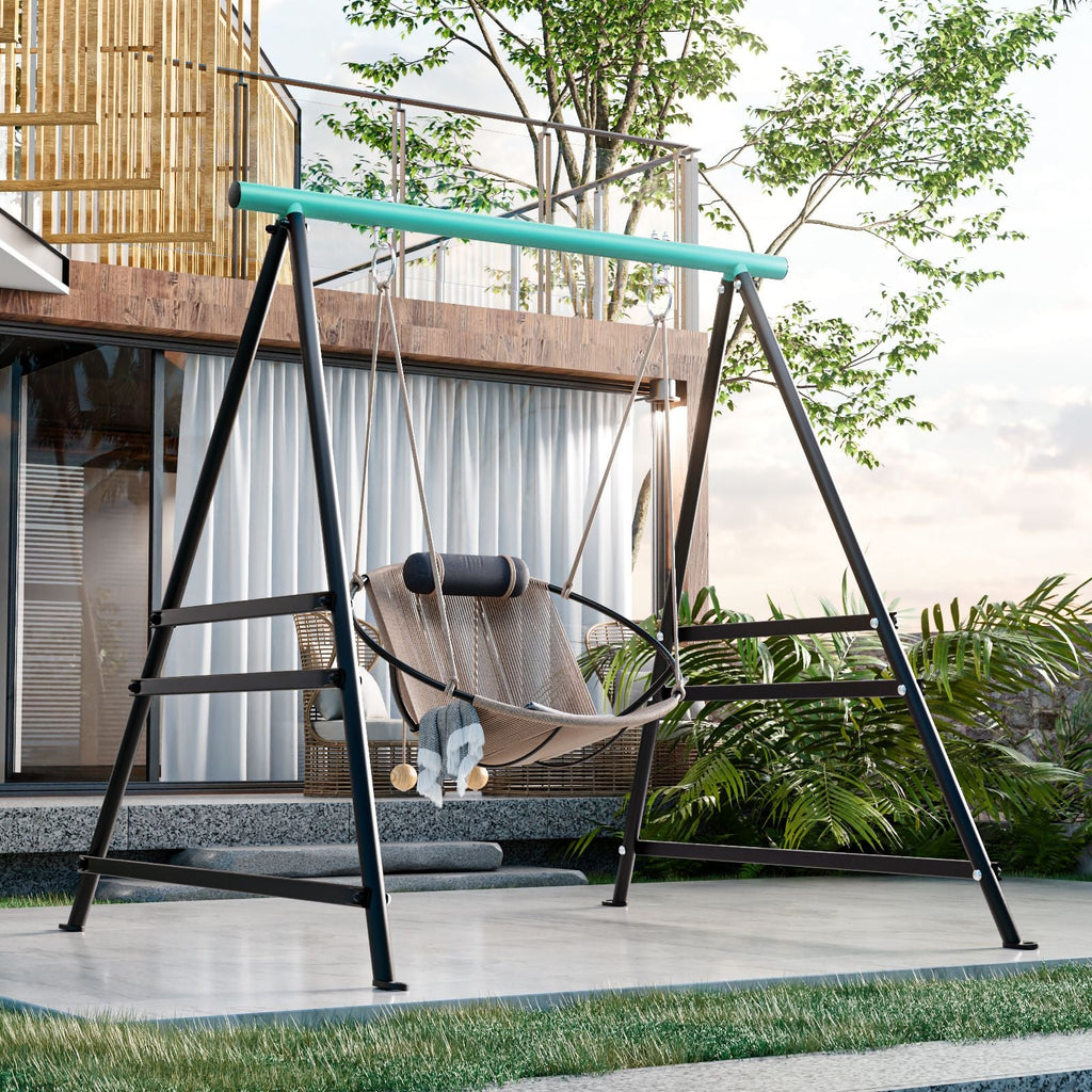 Metal Swing Stand Swing Sets for Backyard,Powder Coated Swing Frame of Swing Set with Extra Side Bars,880 Lbs Heavy-Duty A-Frame Outdoor Swing Fits Swing Chair,Porch Swing