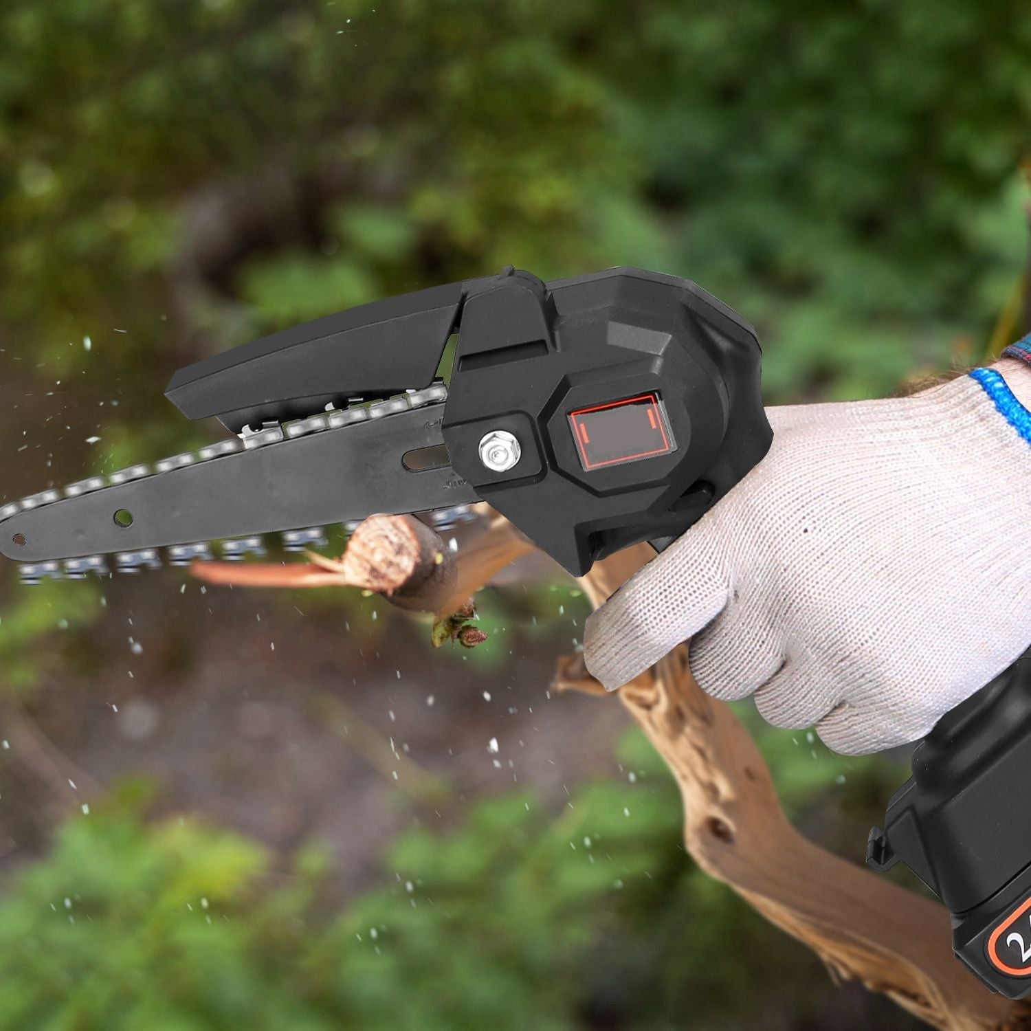 2-in-1 Cordless Pole Saw & Mini Chainsaw Electric Mini Chainsaw Length Adjustable Cordless Chain Saw with 2Pcs 1500mAh Batteries 4in/6in Chains for Tree Trimming