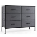 Dresser for Bedroom 6 Drawers Wide Fabric Storage Units Chest of Drawers for Bedroom with Metal Frame and Wooden Top for TV