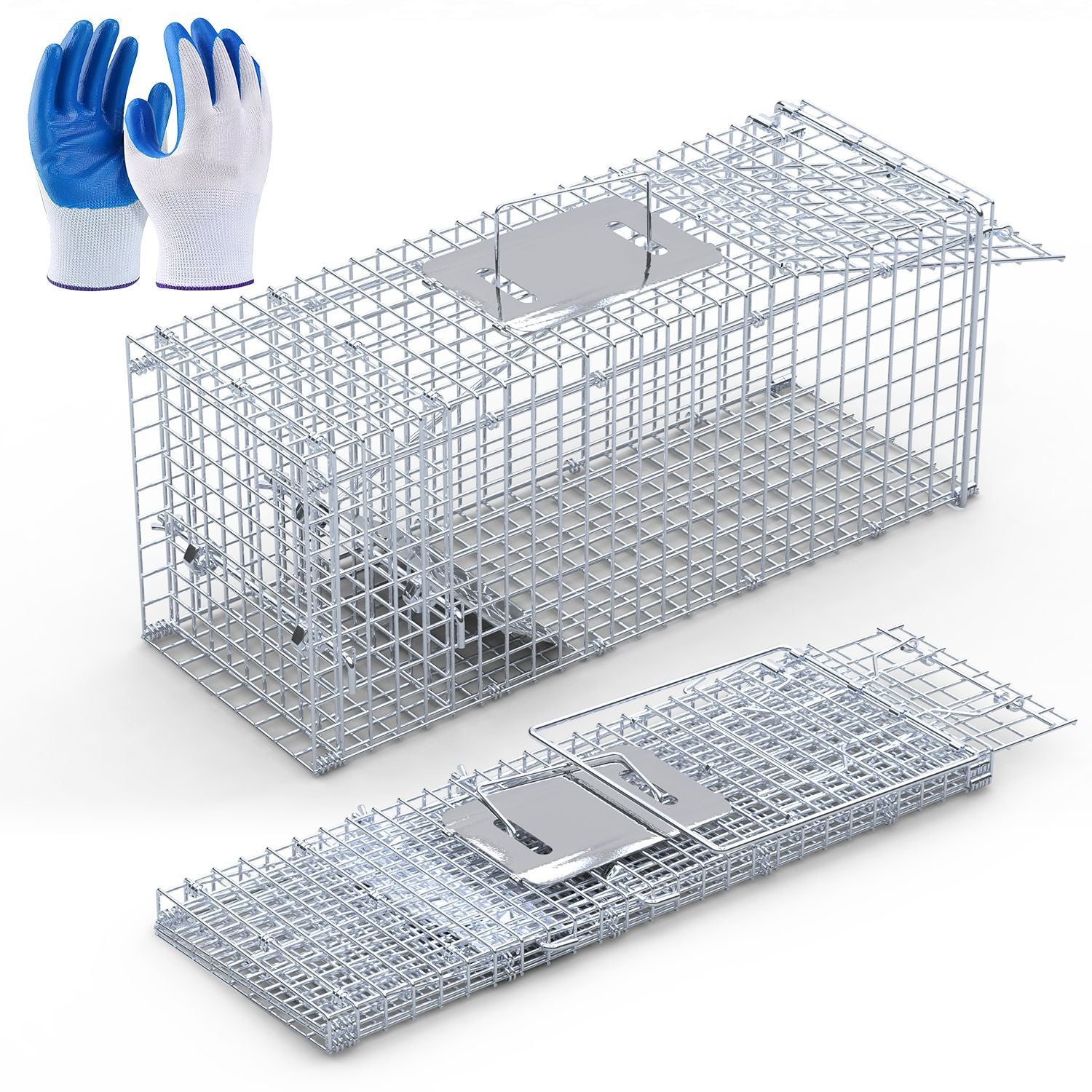 25.59Inch Live Humane Animal Trap Cage Heavy Duty Folding Catch And Release Rodent Cage For Rabbit Squirrel Possum Skunk Kitten Raccoon And More GPCT5437