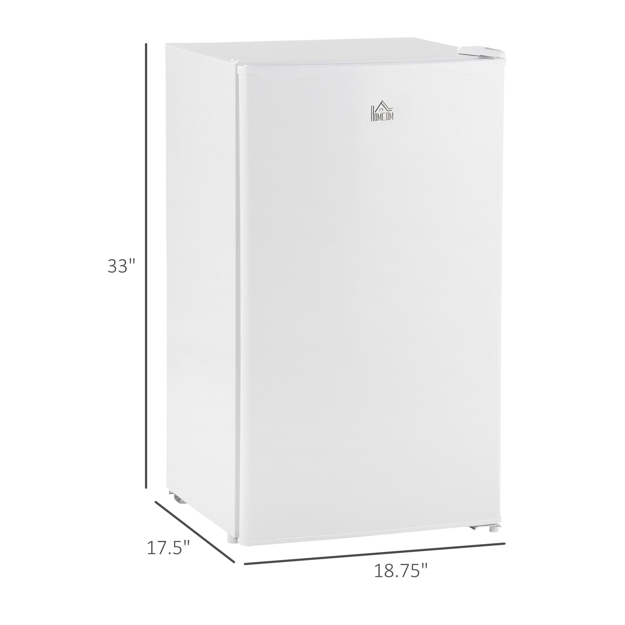 3.2 Cu.Ft Mini Fridge with Freezer, Single Door Compact Refrigerator with Adjustable Thermostat, Shelf and Reversible Door for Bedroom, Dorm, Home Office, Energy Efficient, White