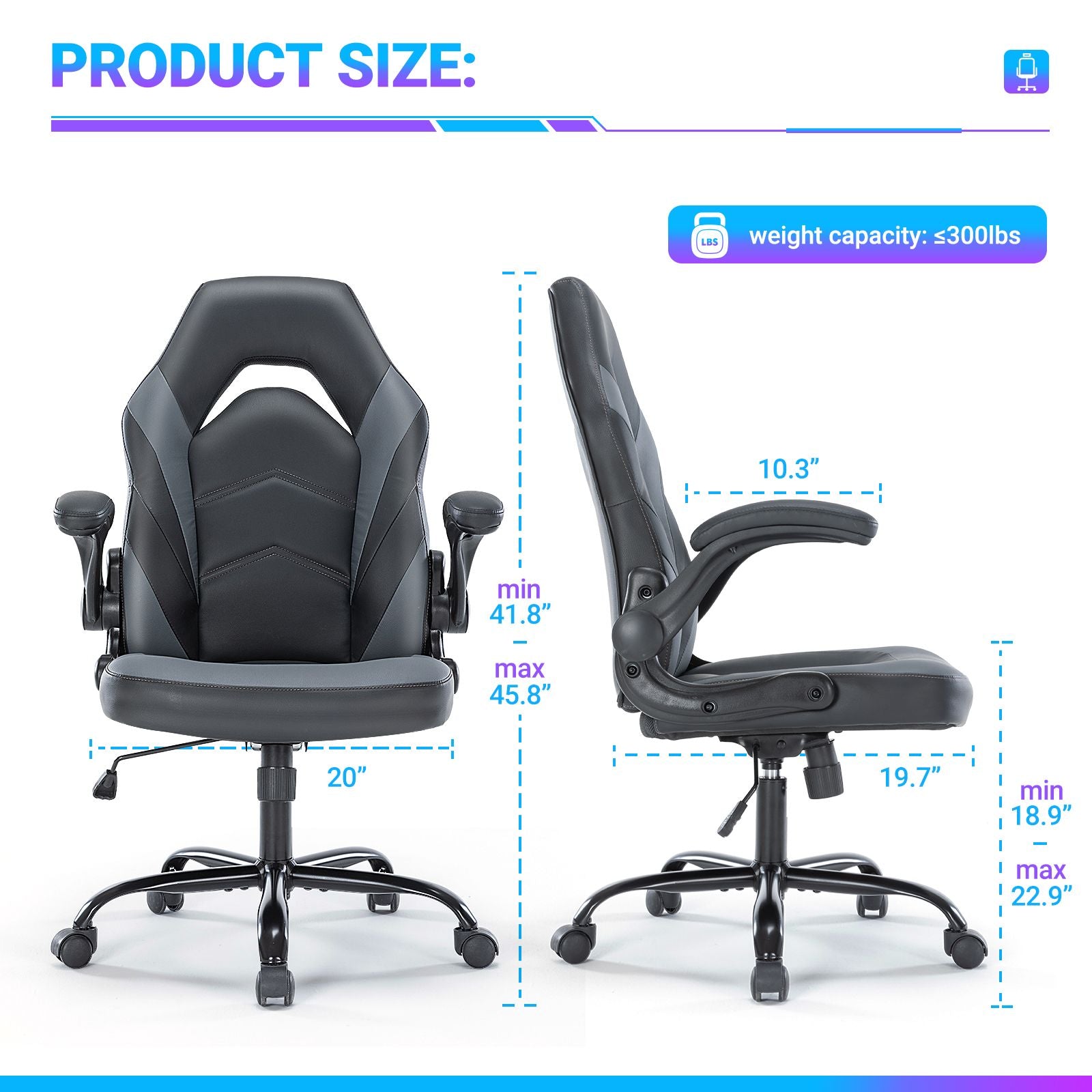 Ergonomic Office Computer Home Gaming Desk Chair Adjustable PU Leather Racing Chair Flip-up Armrest For Christmas Furniture