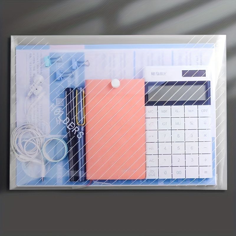5 Pcs/10 Pcs A4 Transparent Plastic Envelope File Bag, A4 Transparent File Bag, Document Data Storage Bag With Snap Button, For Office Data Storage, Document Stationery Tools Organizing Sorting
