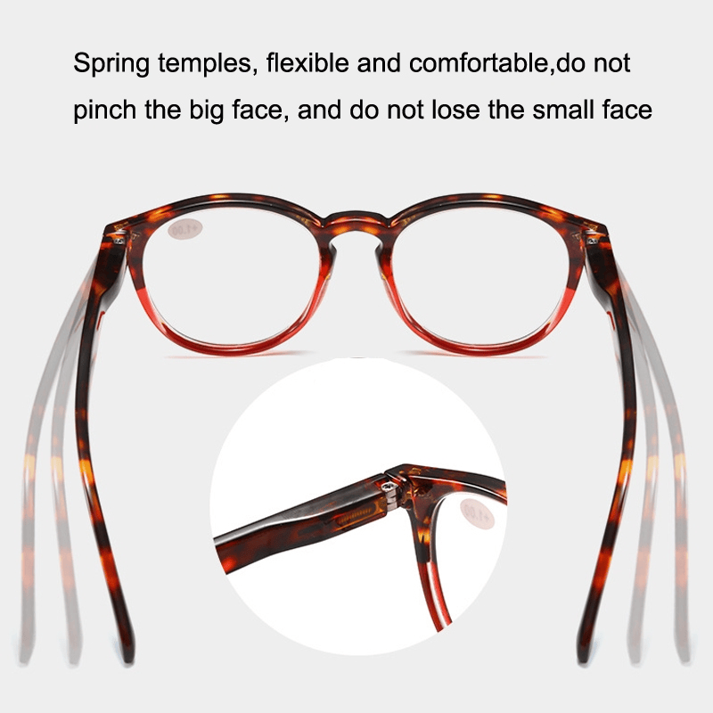 4 Pairs Mens Women Spring Hinge Round Horn Power Oval Reading Reader Glasses 1-4