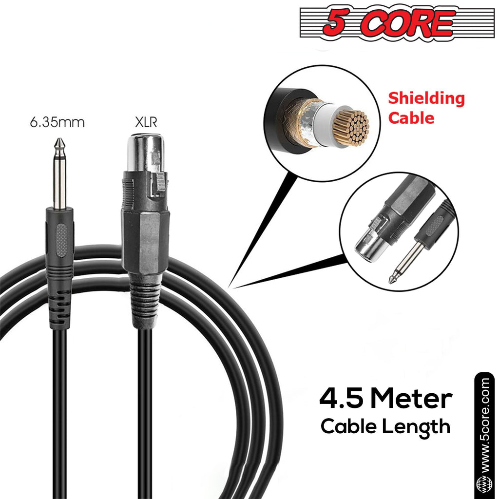 5 Core Microphone Wired Dynamic Vocal Handheld Mic Cardioid Karaoke Unidirectional Microfono w On and Off Switch Includes XLR Audio Cable for Singing, Public Speaking & Parties PM 305