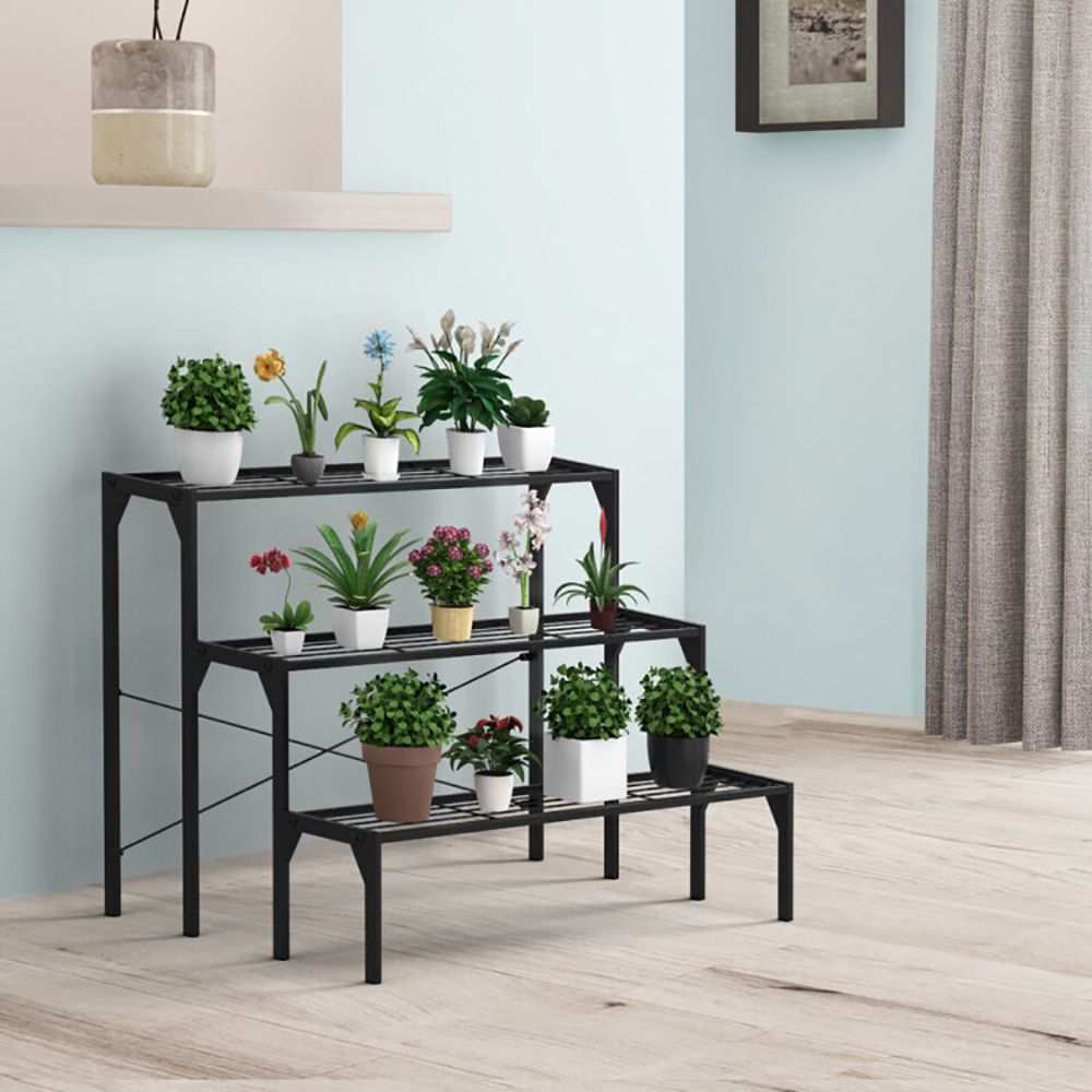 1PC Outdoor 3 Tier Metal Plant Stand with Heavy Duty Rack for Multiple Use