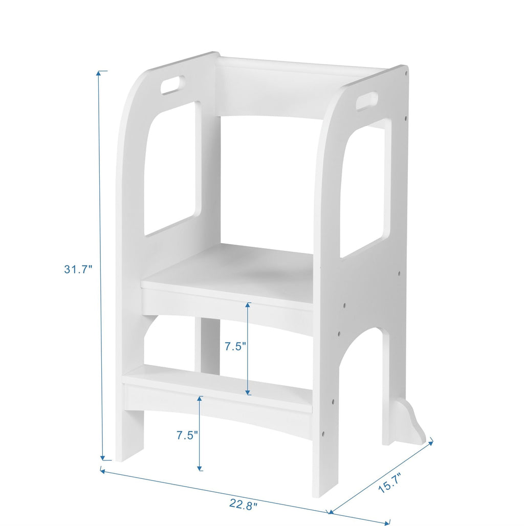 Child Standing Tower;  Step Stools for Kids;  Toddler Step Stool for Kitchen Counter;  White