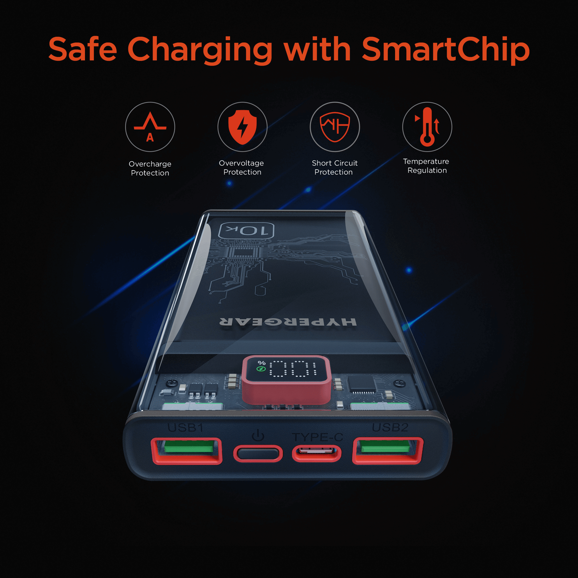 HyperGear ClearCharge 10000mAh Transparent PD Power Bank