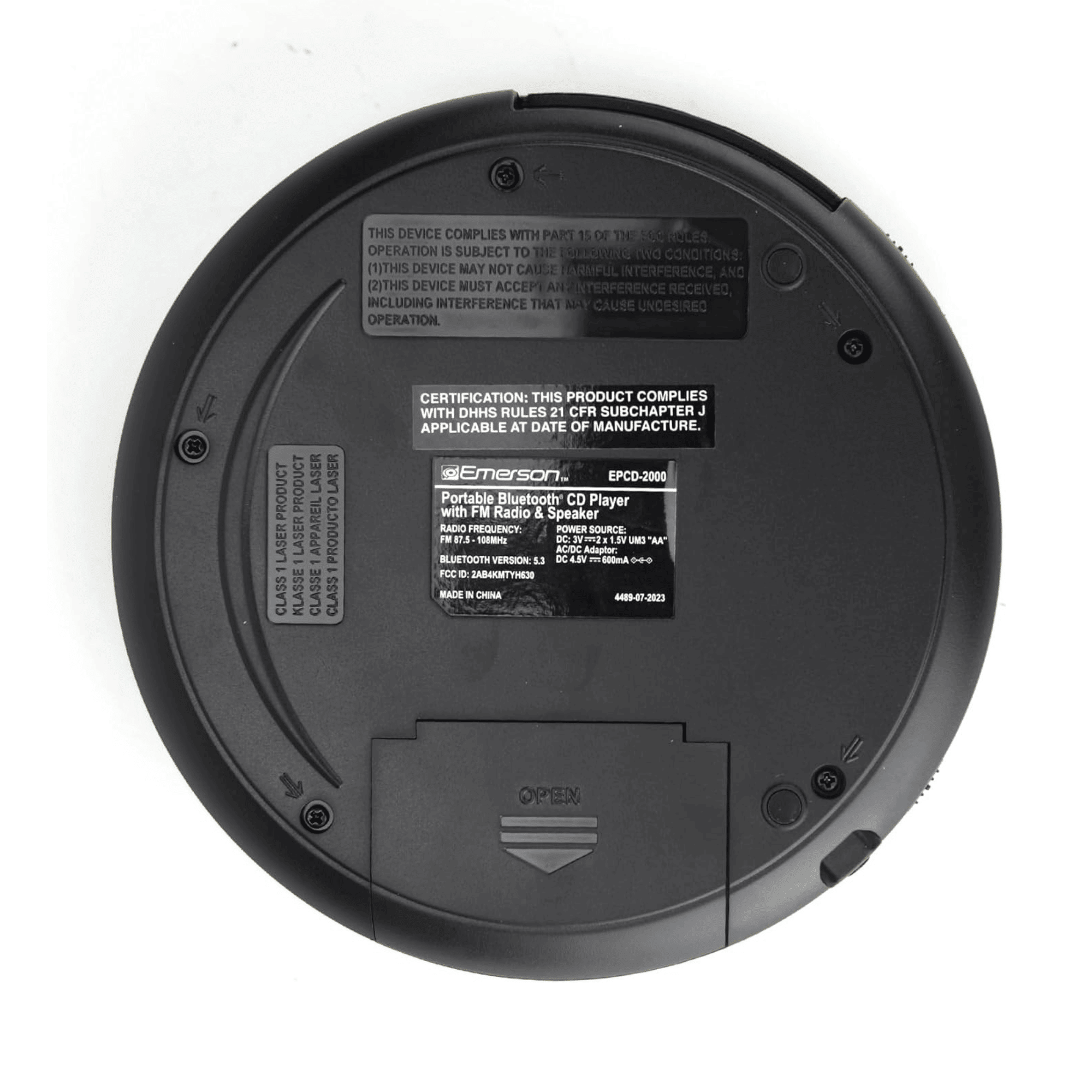 Emerson Portable Bluetooth CD Player with FM Radio and Speaker