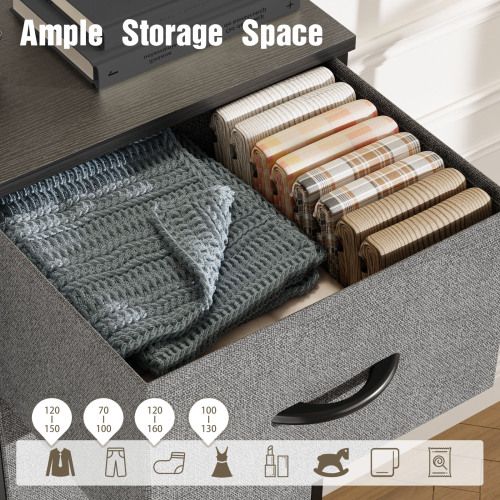 Bedside Table For Bedroom With 10 Fabric Drawers Storage Cabinet Steel Frame Closet For Clothes Storage Display Cabinet