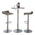 Bistro Round-Ale Contemporary Adjustable Bar Set in Silver and Chrome Metal with Grey PVC and Oval Footrest by - 3 Piece