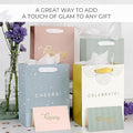 Beautiful Birthday Gift Bags Set of 4 - Medium Sized 9" Gift Bags with Handles incl. Matching Tissue Paper, Cards & Stickers - Reusable & For Presents of Any Weddings, Mothers Day or Other Occasion