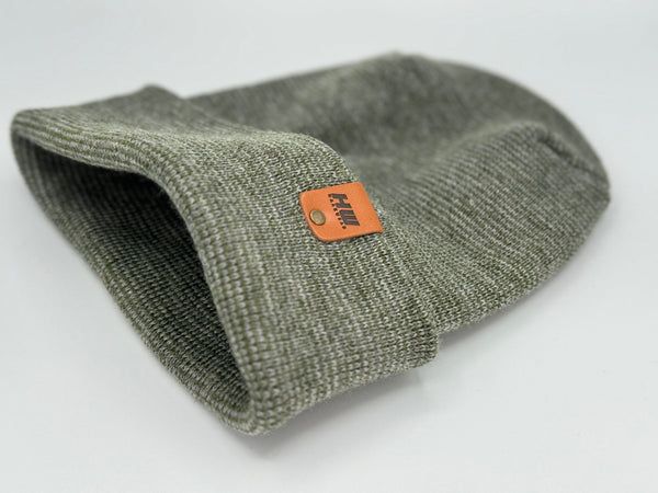Haakwear Theta Stitch Fusion Cuffed Beanie (Patent Pending Design)-Gray/Green, Made in USA