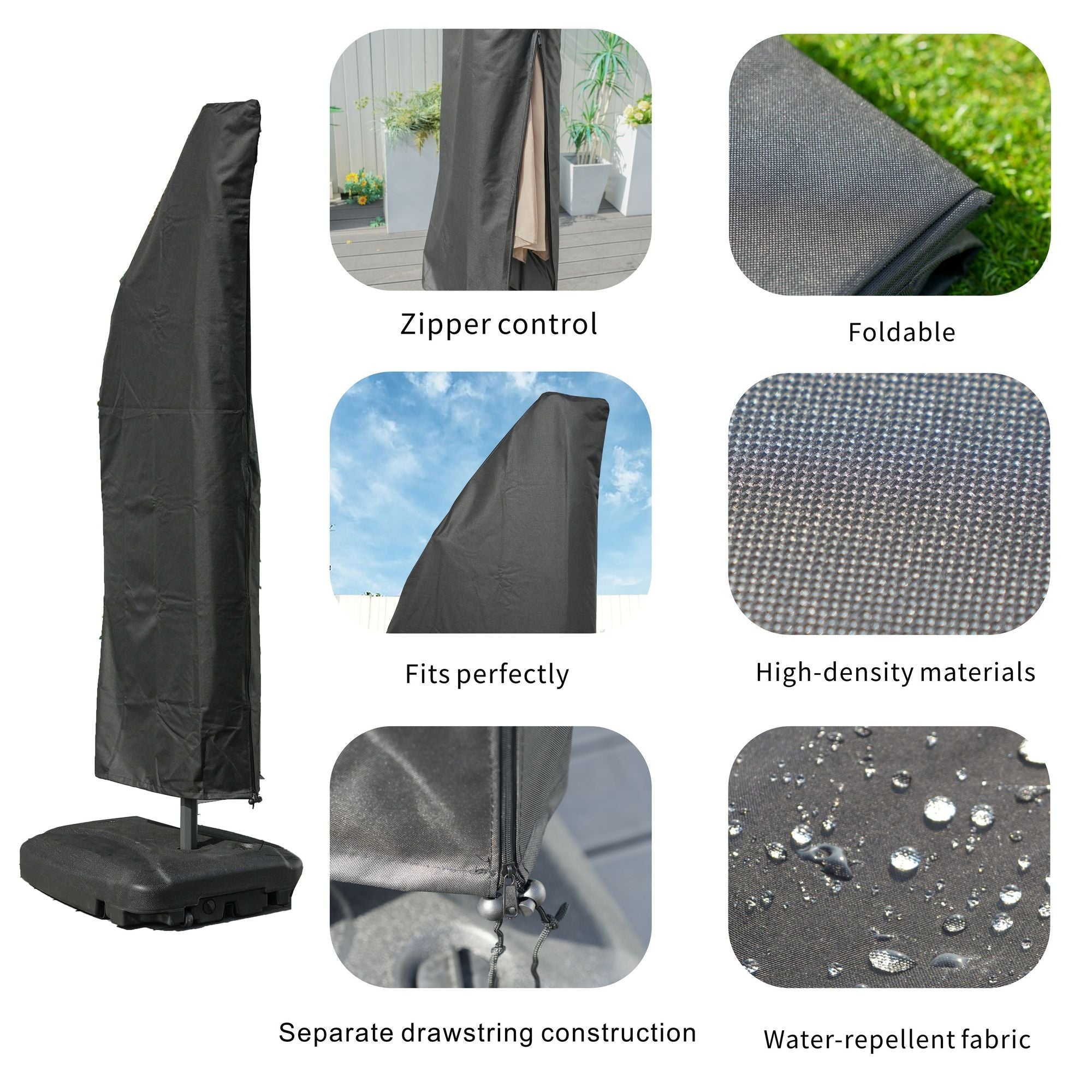 Direct Wicker Outdoor Patio Cantilever Umbrella Zipper Cover