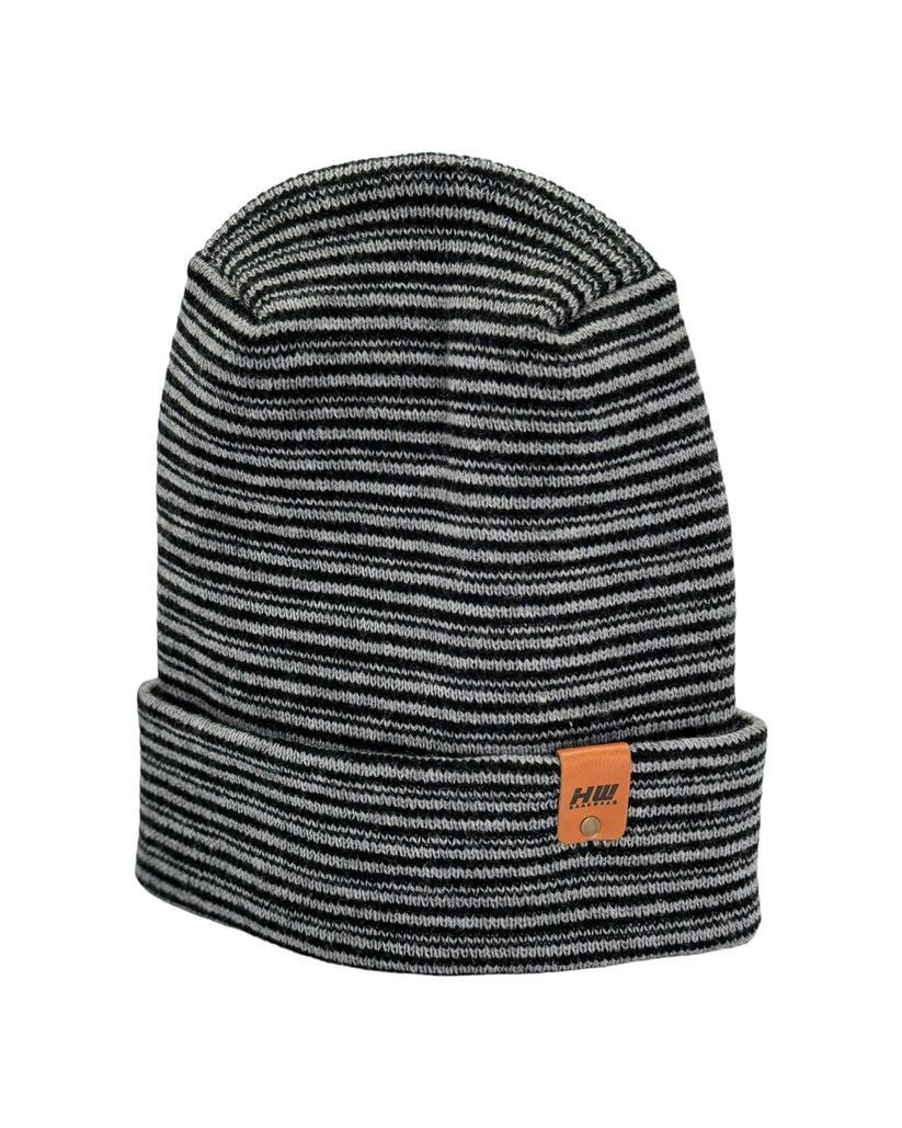 Modern Theta Stitch Contrast Cuffed Beanie (Patent Pending Design)-Gray/Black, Made in USA