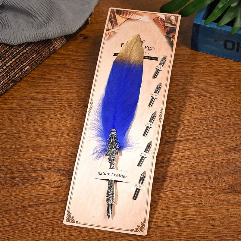 European And American Retro Feather Pen Dipping Pen Enterprise Business Gift Birthday Stainless Steel Signature Pen Teacher Gift Birthday Gift
