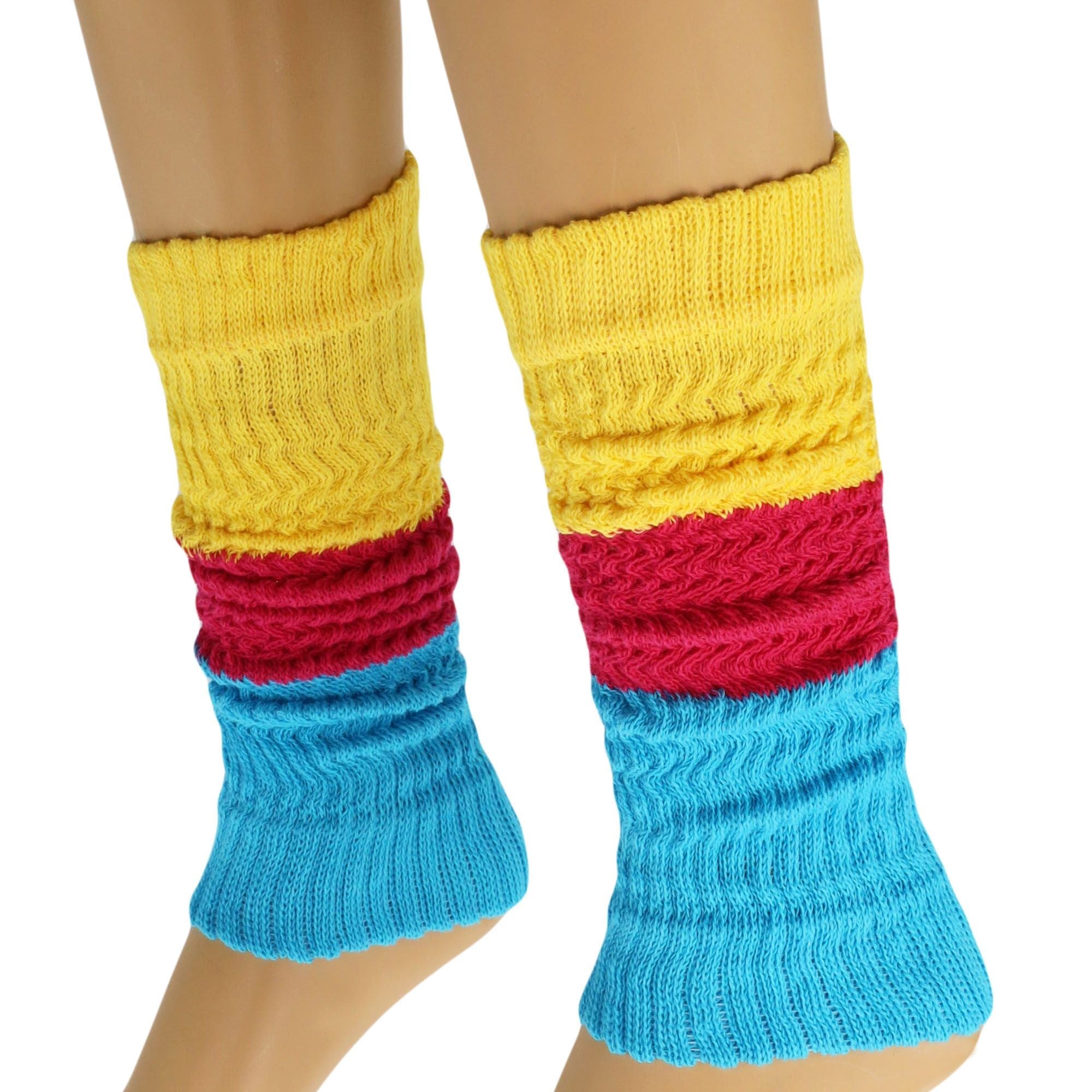 Leg Warmers for Women Colorful Cotton Knitted Leg Warmers 21 Inches 3 Pairs